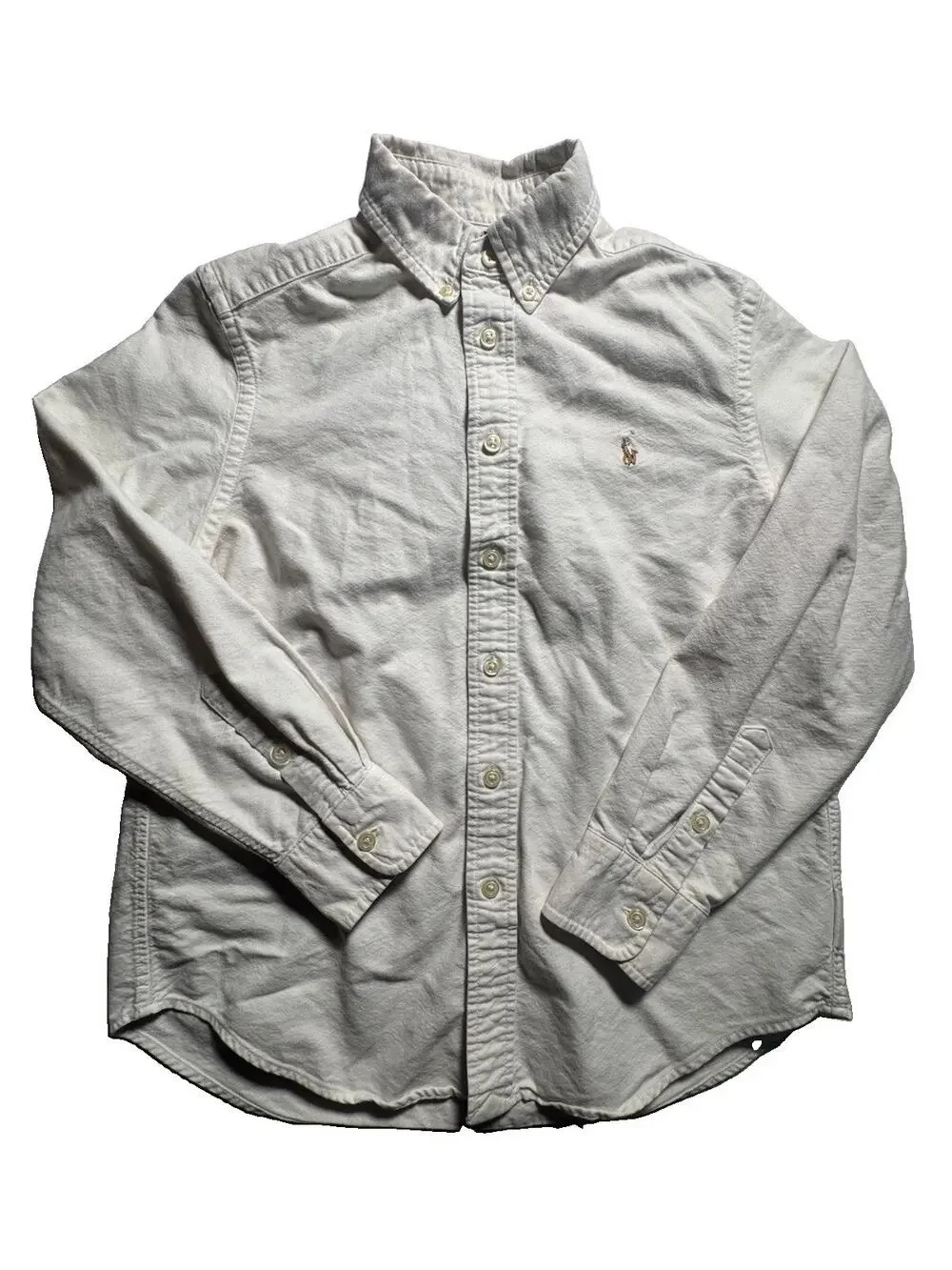 Ralph Lauren Boys M 10-12 White Oxford Button Down Shirt Long Sleeve Pony Logo